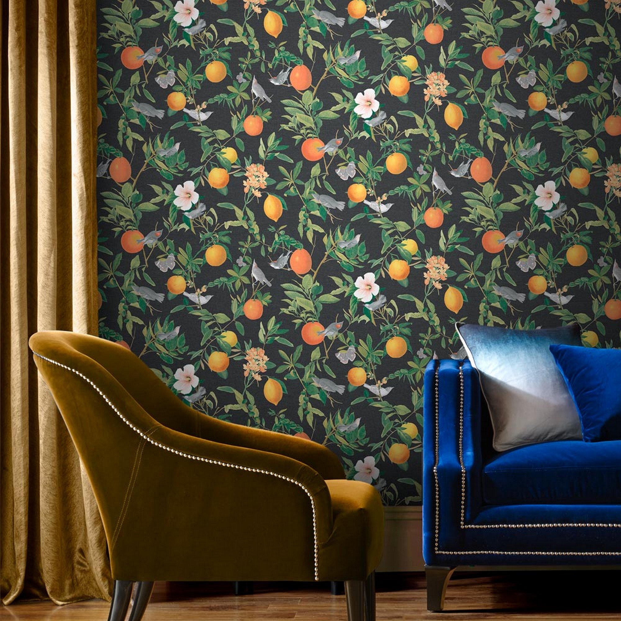 Amalfi Floral Wallpaper 105642 By Graham Brown In Umore Black